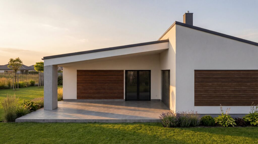 Projekt: Moderný bungalov s pultovou strechou